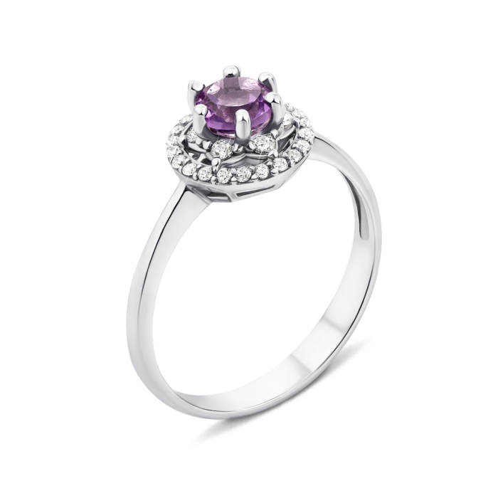 Серебряное кольцо с аметистом и фианитами (1727/9р)
