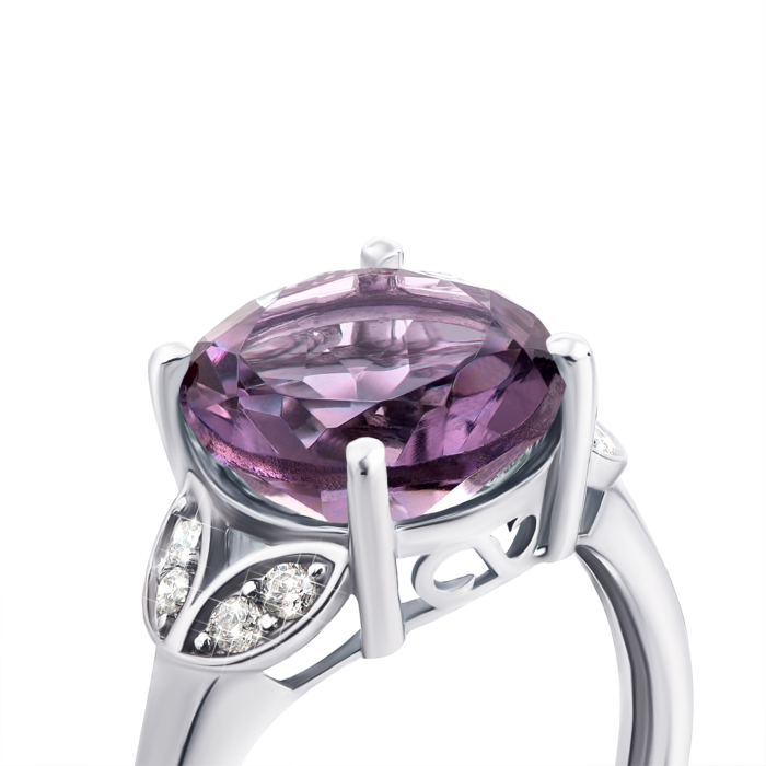 Серебряное кольцо с аметистом и фианитами. Артикул 1963/9р