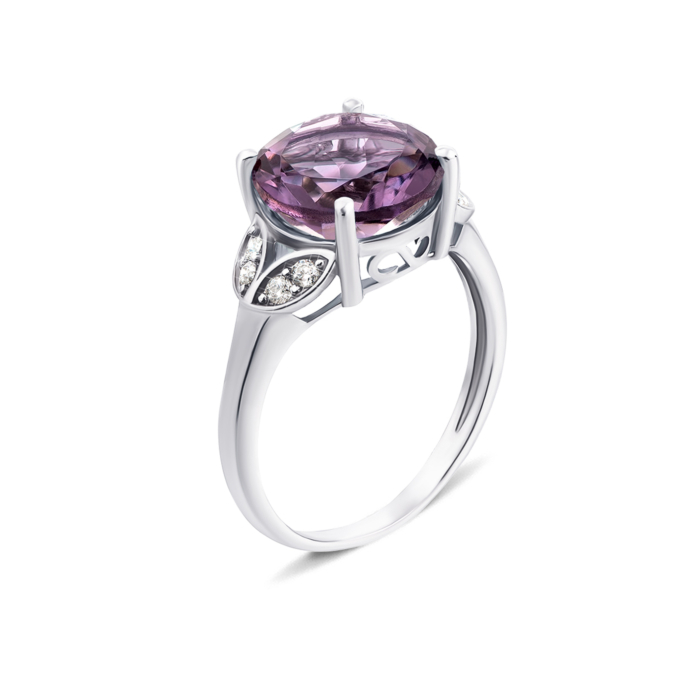 Серебряное кольцо с аметистом и фианитами. Артикул 1963/9р
