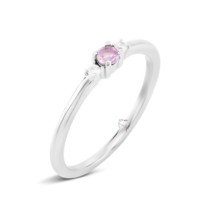 Серебряное кольцо с аметистом и фианитами. Артикул UG5SZDR92166-3