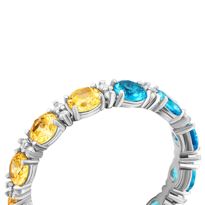 Серебряное кольцо с фианитами.Артикул UG510145cv