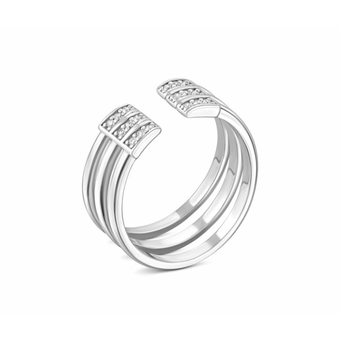 Серебряное кольцо с фианитами. Артикул UG51062К(Ф1).Rh