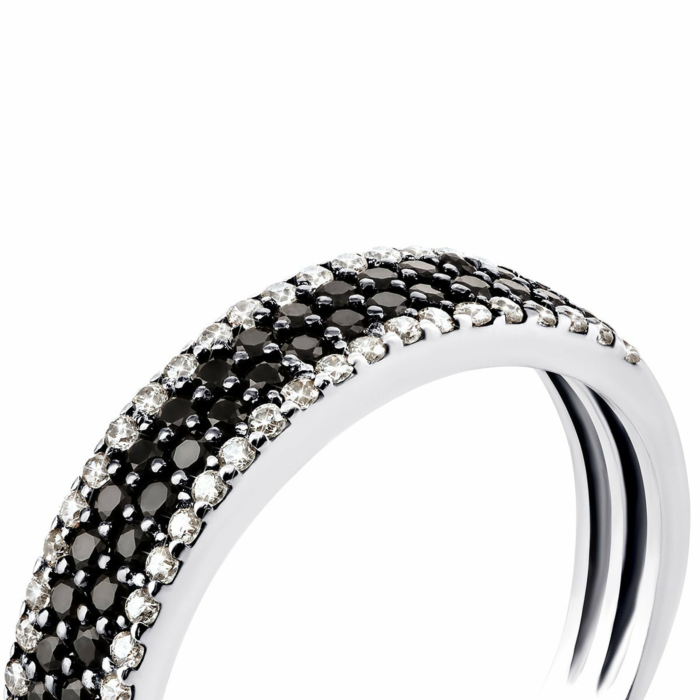 Серебряное кольцо с фианитами. Артикул UG51110чб/1р-CZ