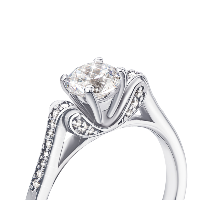 Срібна каблучка з фіанітами (1RI39107-R)