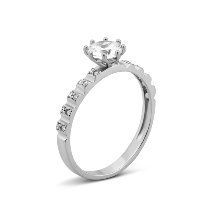 Срібна каблучка з фіанітами.Артикул UG5657к/род