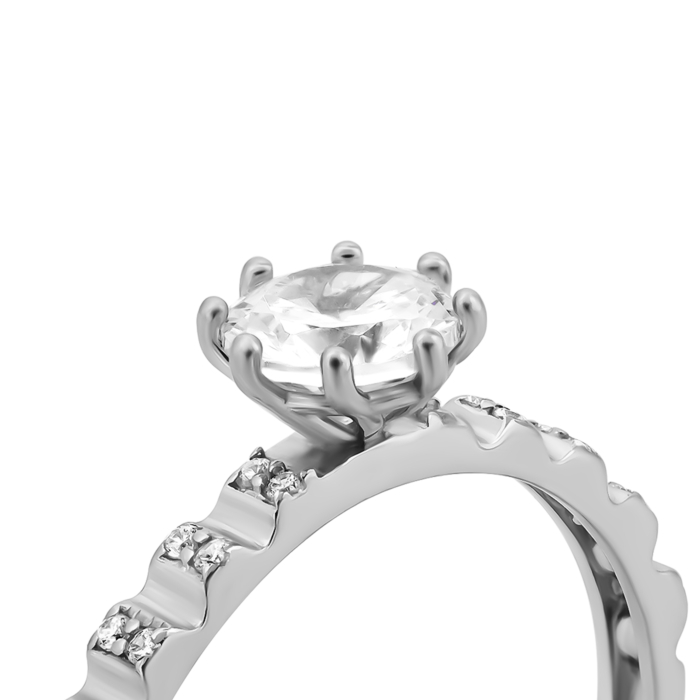 Срібна каблучка з фіанітами.Артикул UG5657к/род