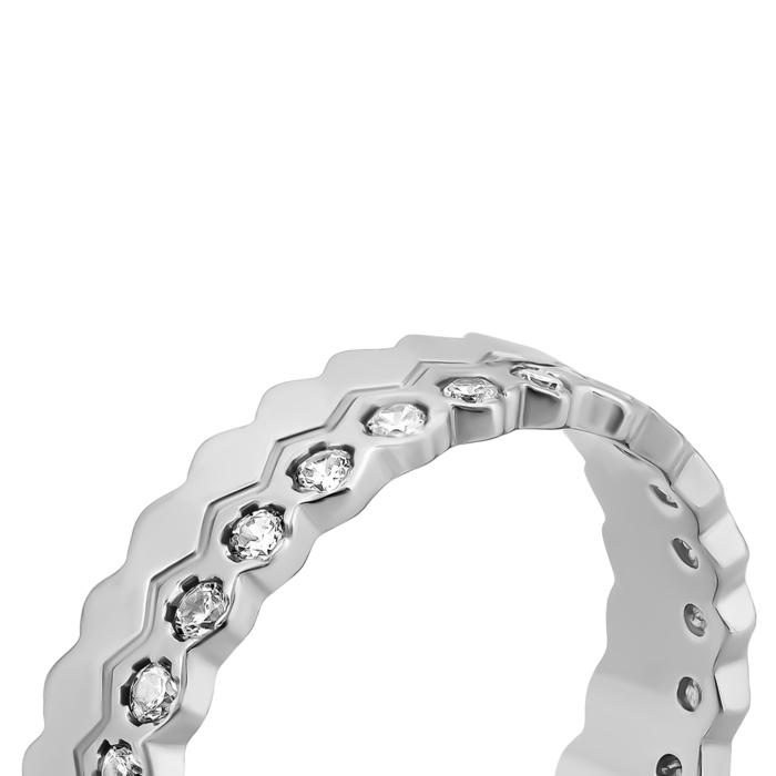 Срібна каблучка з фіанітами.Артикул UG5737к/род