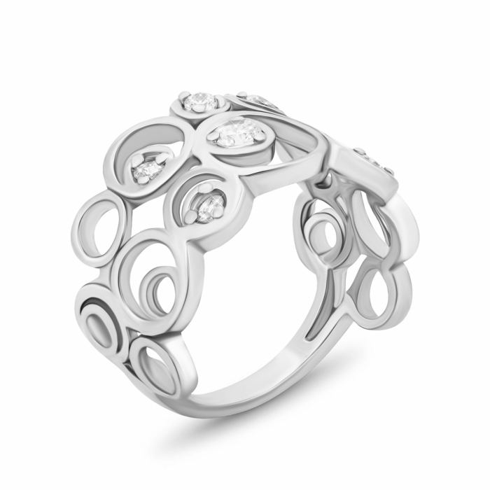 Срібна каблучка з фіанітами.Артикул UG5999Rh