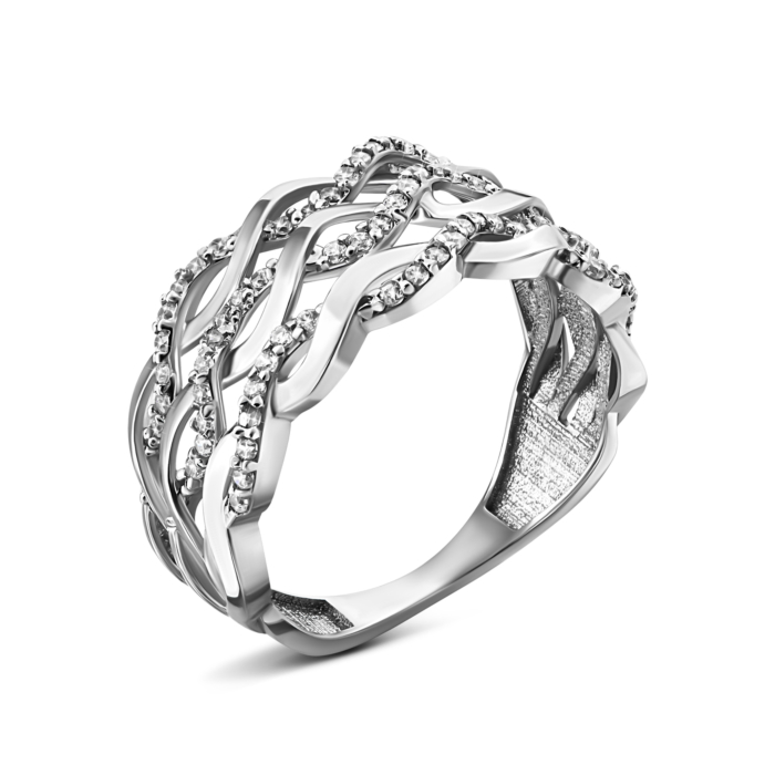 Срібна каблучка з фіанітами.Артикул UG5MCY-121