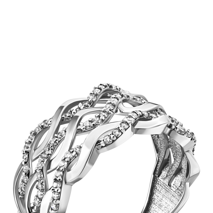 Срібна каблучка з фіанітами.Артикул UG5MCY-121