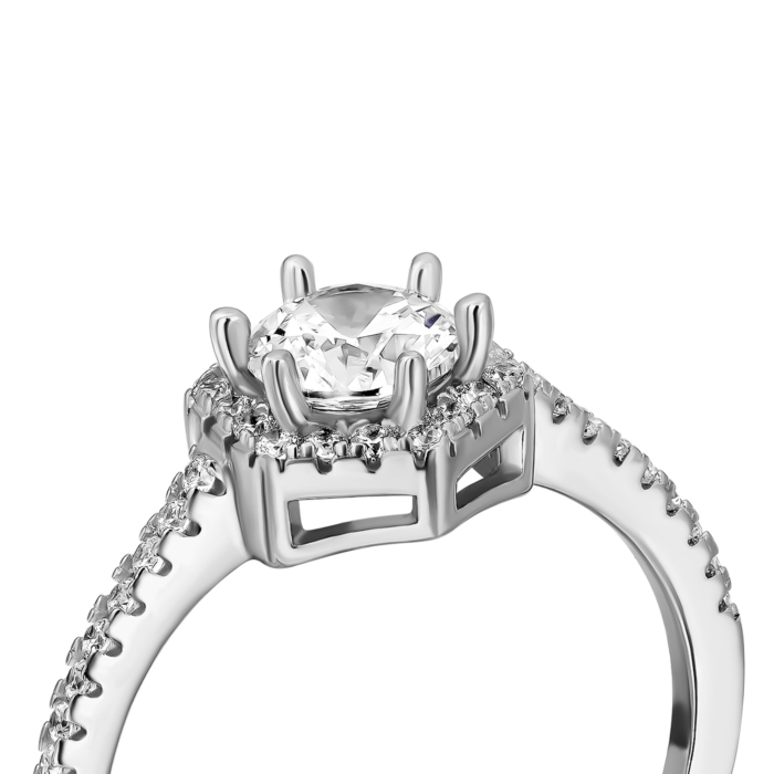 Срібна каблучка з фіанітами.Артикул UG5SZDR00179-1