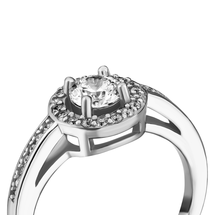 Срібна каблучка з фіанітами.Артикул UG5SZDR00200