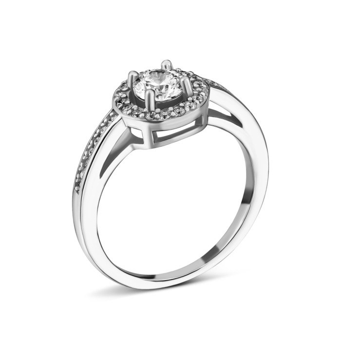 Срібна каблучка з фіанітами.Артикул UG5SZDR00200