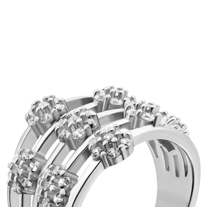 Срібна каблучка з фіанітами.Артикул UG5SZDR11423
