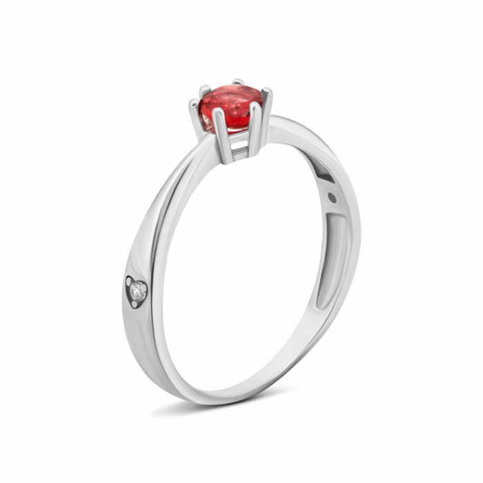 Серебряное кольцо с гранатом и фианитами. Артикул UG51180К.г.Rh