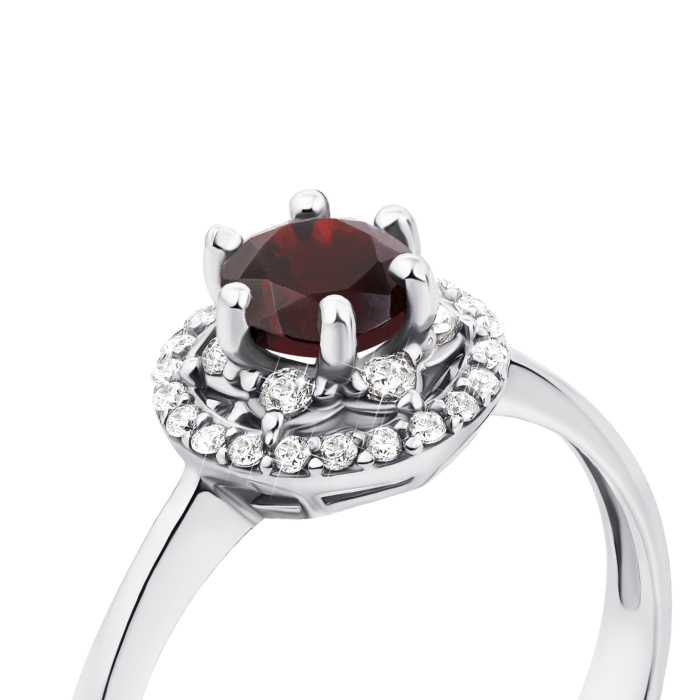 Срібна каблучка з гранатом і фіанітами (1727/9р)