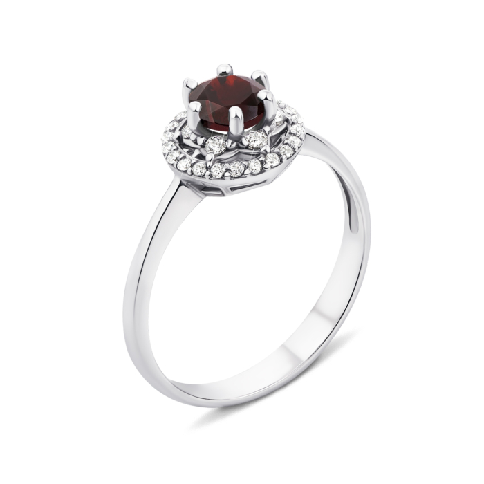 Срібна каблучка з гранатом і фіанітами (1727/9р)