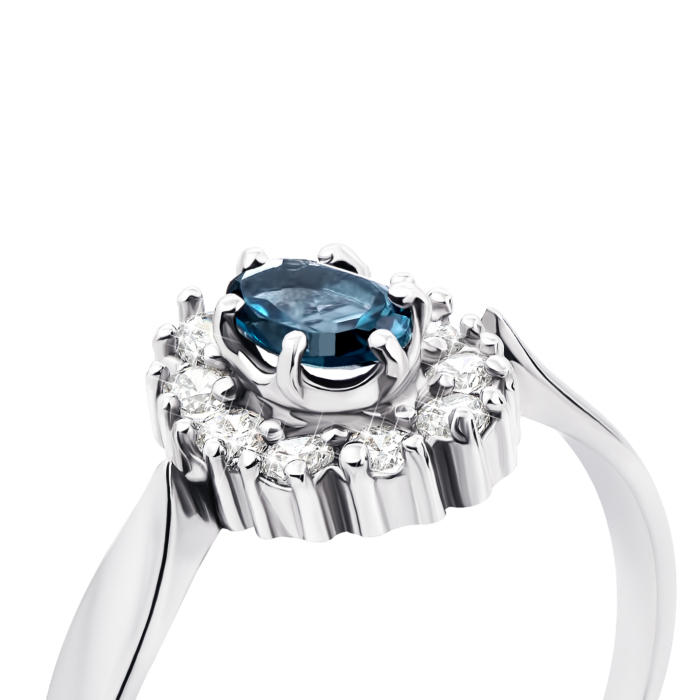 Серебряное кольцо с лондон-топазом и фианитами (1598/9p)