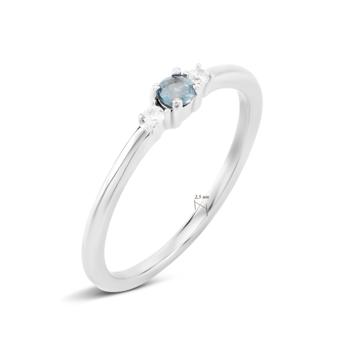 Срібна каблучка з лондон-топазом і фіанітами. Артикул UG5SZDR92166-2