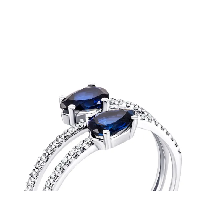 Серебряное кольцо с сапфиром и фианитами. Артикул UG51312/1р-HSPH