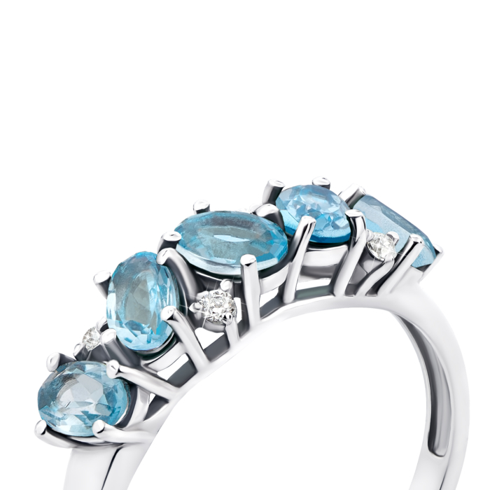 Срібна каблучка з топазом і фіанітами (1955/9р)