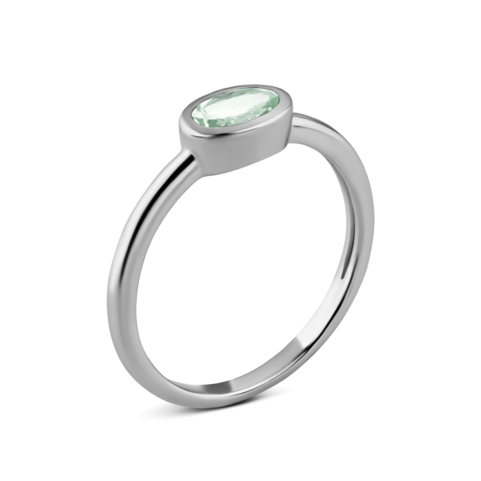 Срібна каблучка з зеленим кварцом.Артикул UG5SZDR03013 п кв.з.