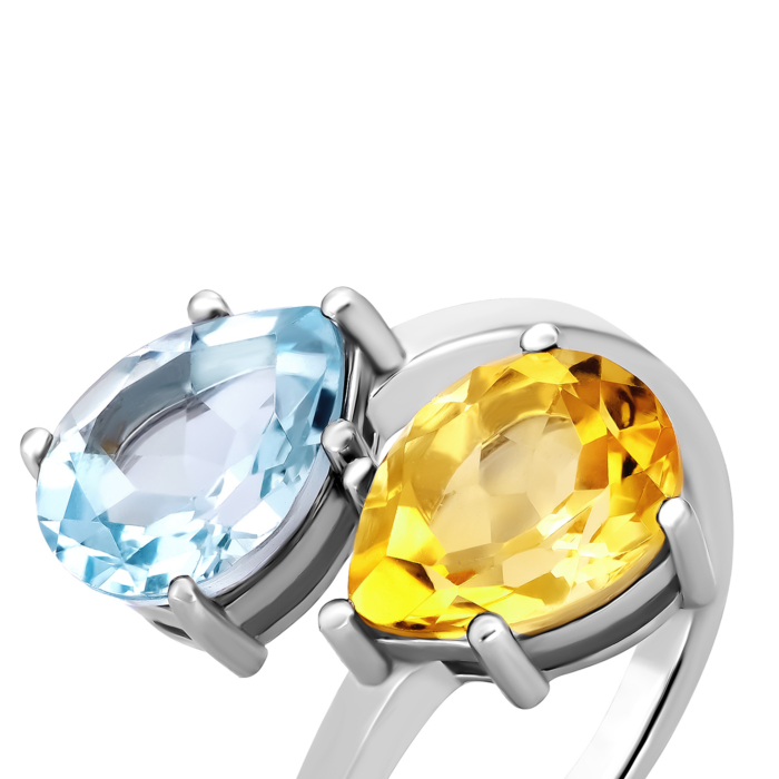 Кольцо с цитрином и топазом.Артикул UG5SR31325-BW topaz citrine