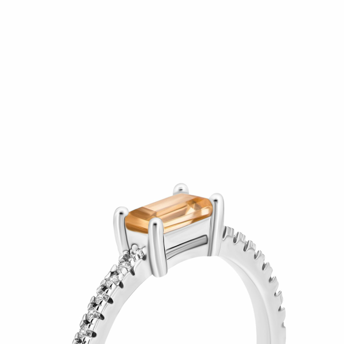 Каблучка з цитрином і фіанітами.Артикул UG5R36588 к цит