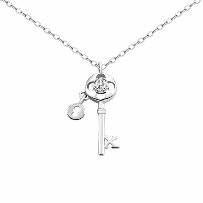 Серебряное колье с фианитами.Артикул UG55D14388