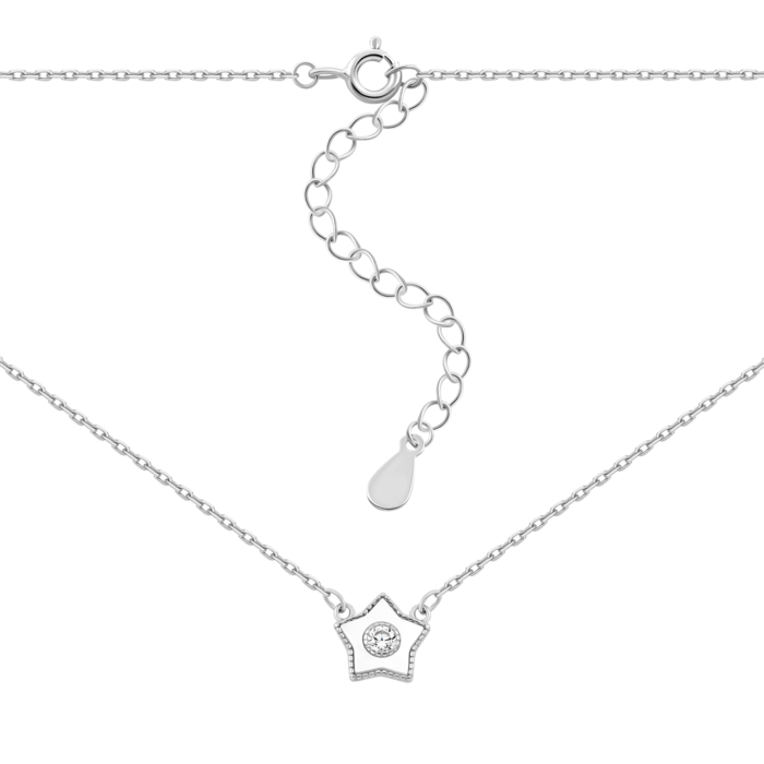 Серебряное колье с перламутром и фианитом.Артикул UG5N001438