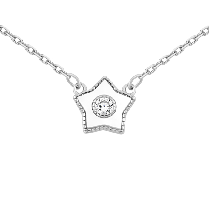 Серебряное колье с перламутром и фианитом.Артикул UG5N001438