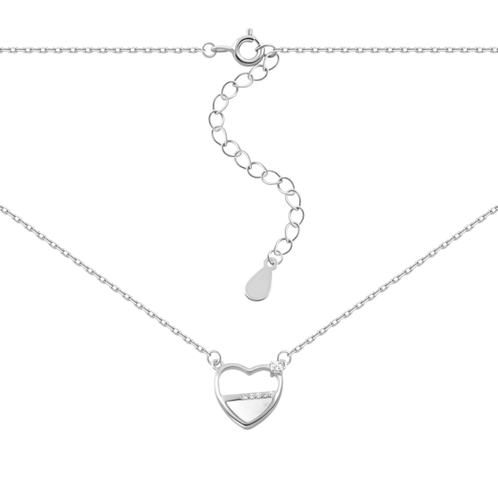 Серебряное колье с фианитами и перламутром.Артикул UG5N001798