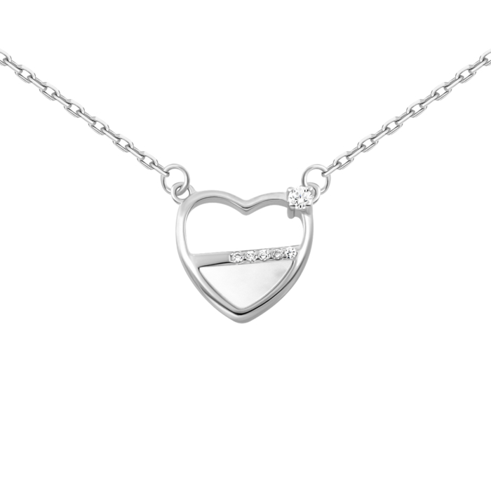 Серебряное колье с фианитами и перламутром.Артикул UG5N001798