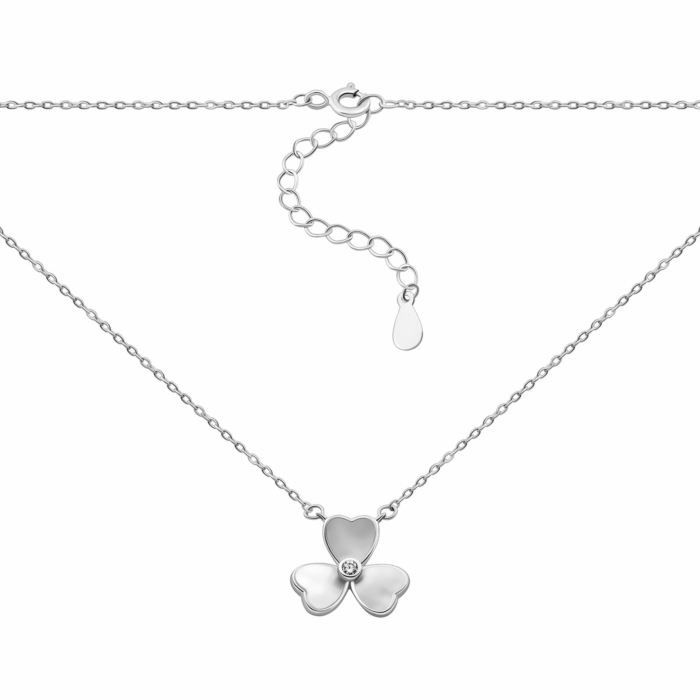 Серебряное колье с фианитом и перламутром.Артикул UG5N002192