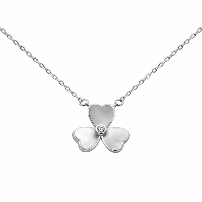 Серебряное колье с фианитом и перламутром.Артикул UG5N002192