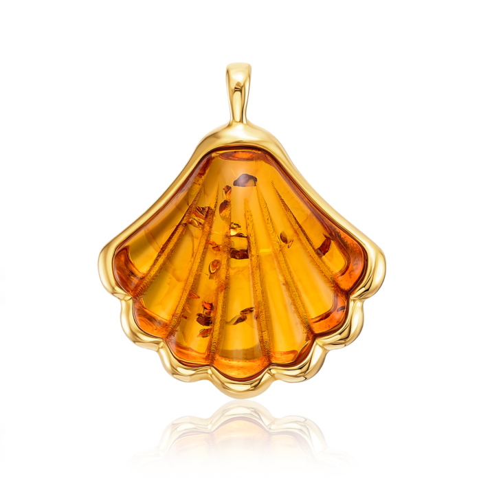 Срібна позолочена підвіска з бурштином. Артикул P715C-GP-P/20/2787