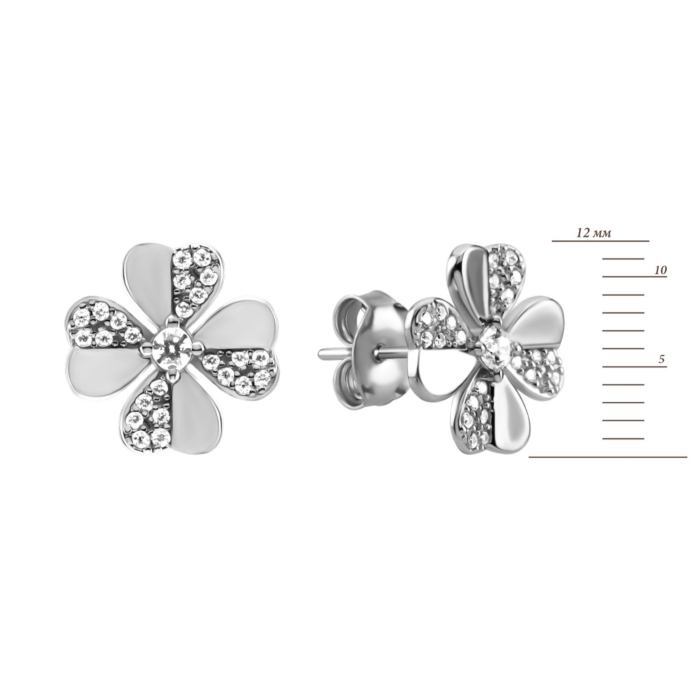 Серебряные пуссеты с фианитами. Артикул UG5AE04174