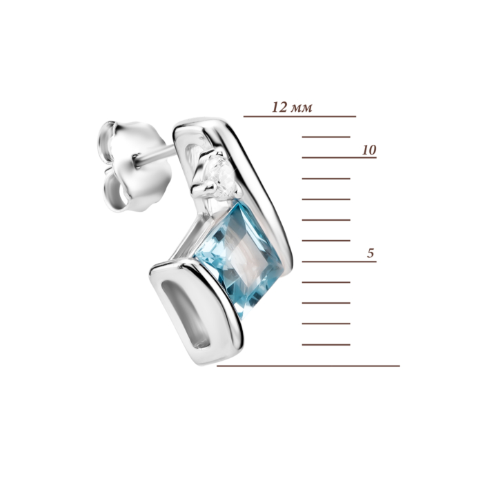 Срібні пусети з топазом swiss і фіанітами. Артикул UG5SZDE75972