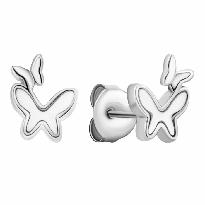 Срібні пусети Метелики з перламутром. Артикул UG5B00552