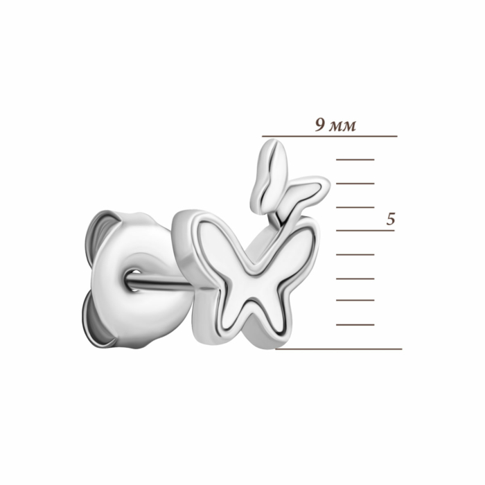 Срібні пусети Метелики з перламутром. Артикул UG5B00552