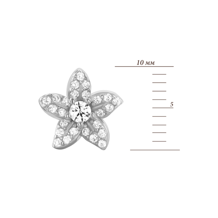 Серебряные пуссеты Цветы с фианитами. Артикул UG5AE02521