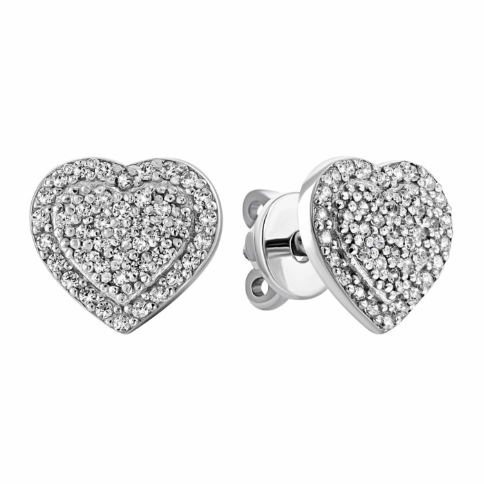 Серебряные пуссеты с фианитами.Артикул UG520642