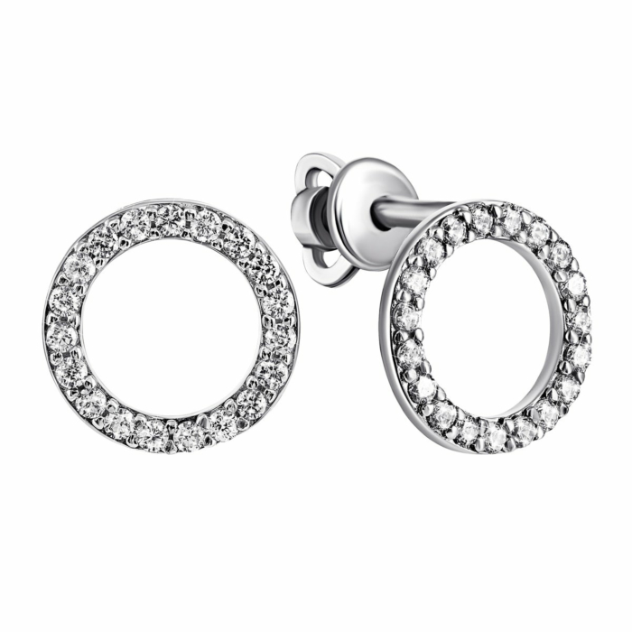 Серебряные пуссеты с фианитами.Артикул UG5929125б