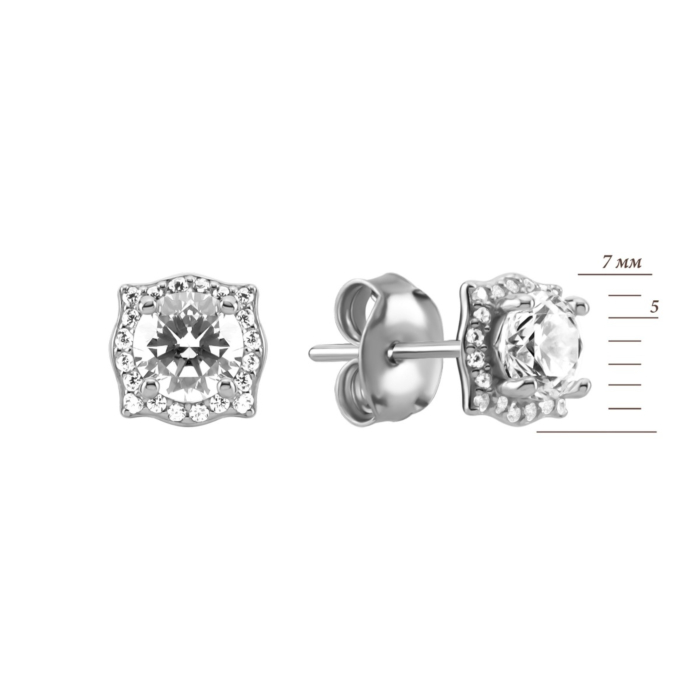 Срібні пусети з фіанітами. Артикул UG5AE04154