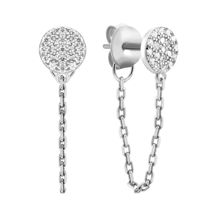 Серебряные пуссеты с фианитами. Артикул UG5B04134