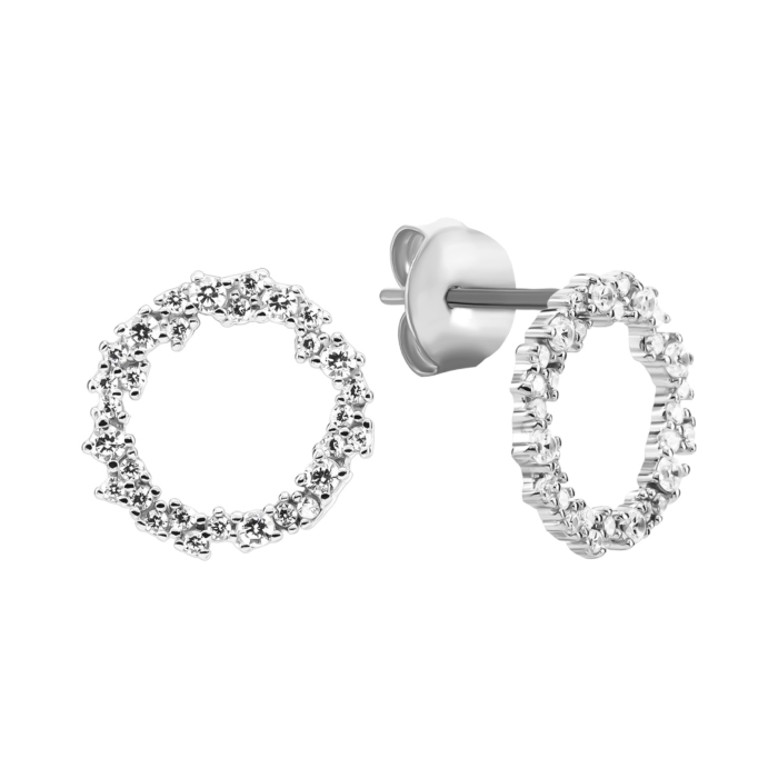 Серебряные пуссеты с фианитами . Артикул UG5B14083