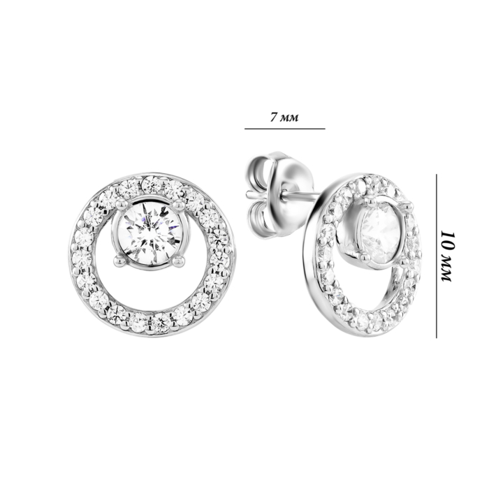 Срібні пусети з фіанітами. Артикул UG5PDE01239