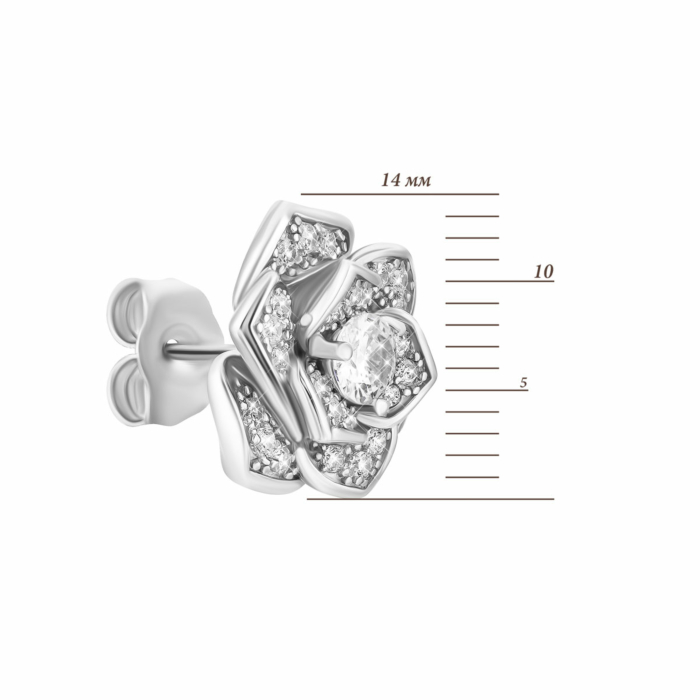 Серебряные пуссеты с фианитами.Артикул UG5SE37822