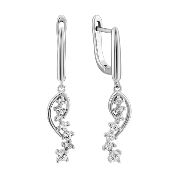 Срібні сережки-підвіски з фіанітами.Артикул UG5SZDE00325