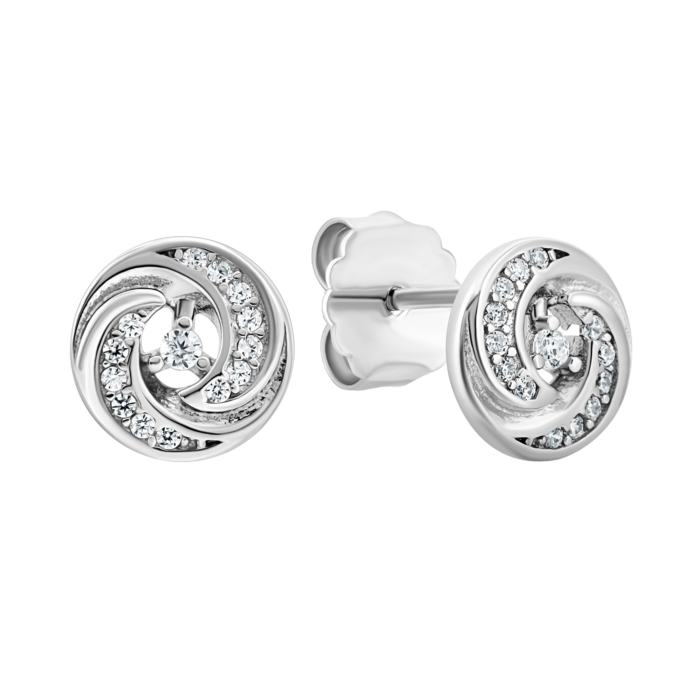 Срібні пусети з фіанітами.Артикул UG5SZDE03155